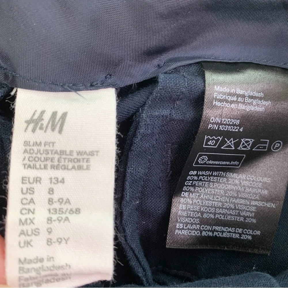 Set of 2‎ boy's size 8 navy blue dress pants adjustable waist Cat & Jack H&M
